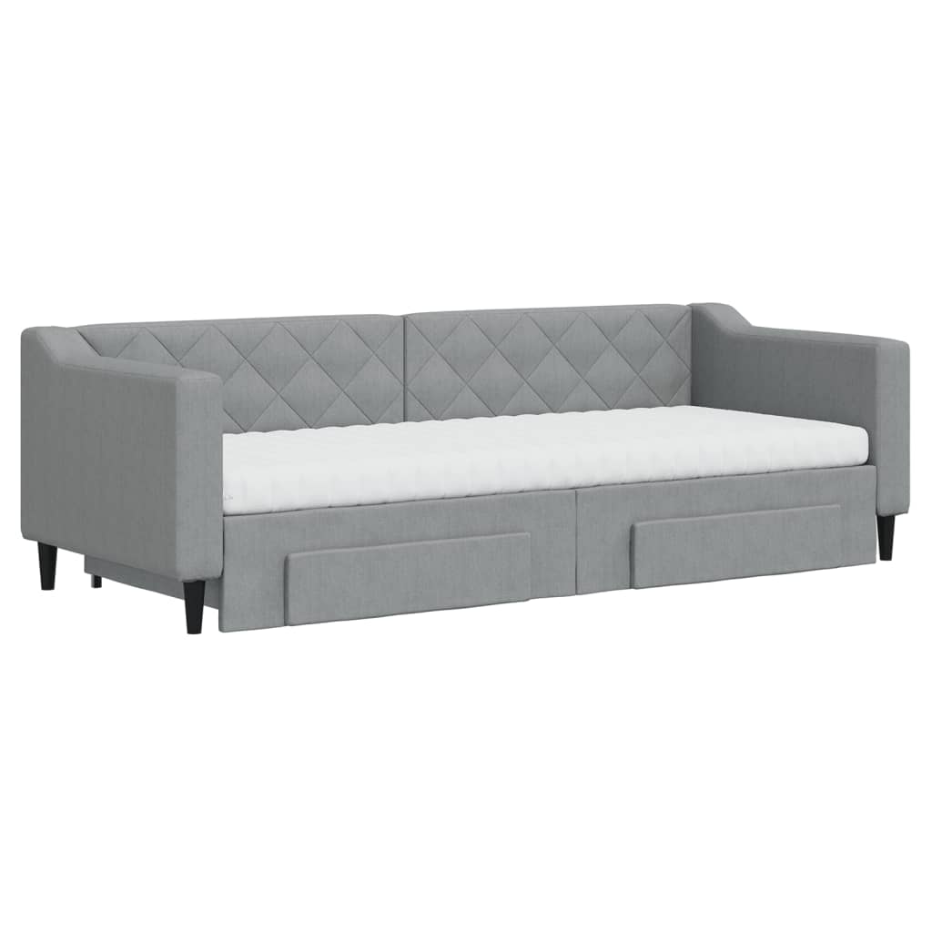 daybed med udtræk og skuffer 80x200 cm stof lysegrå