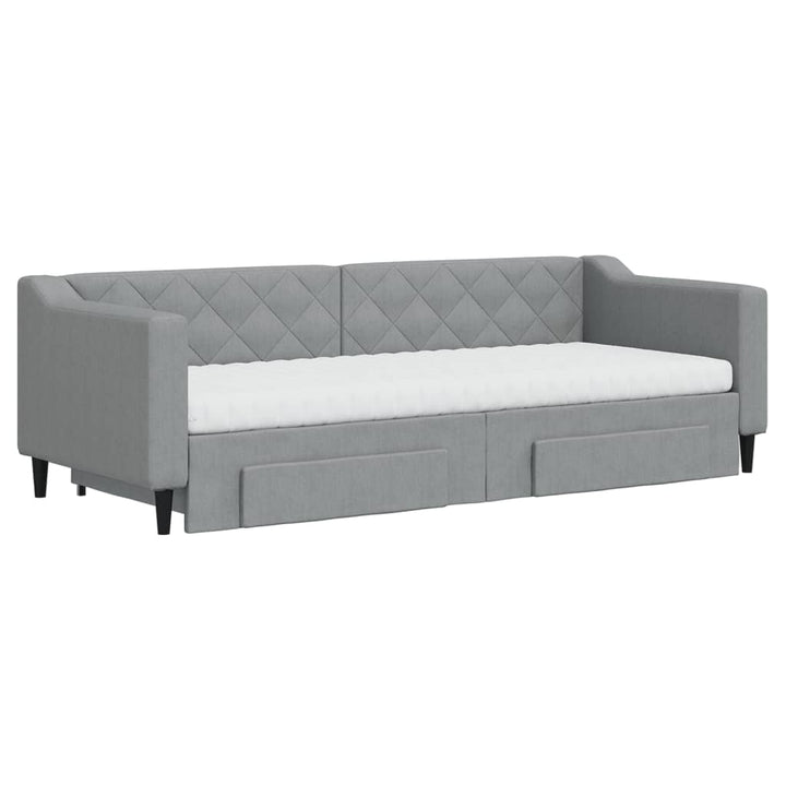 daybed med udtræk og skuffer 80x200 cm stof lysegrå