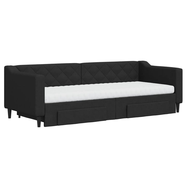 daybed med udtræk og skuffer 80x200 cm stof sort