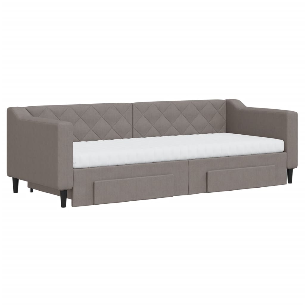daybed med udtræk og skuffer 80x200 cm stof gråbrun