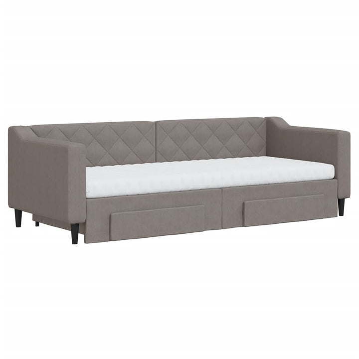 daybed med udtræk og skuffer 80x200 cm stof gråbrun