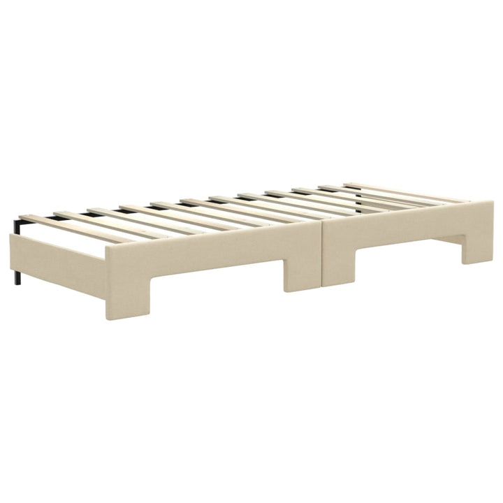 daybed med udtræk og skuffer 80x200 cm stof cremefarvet