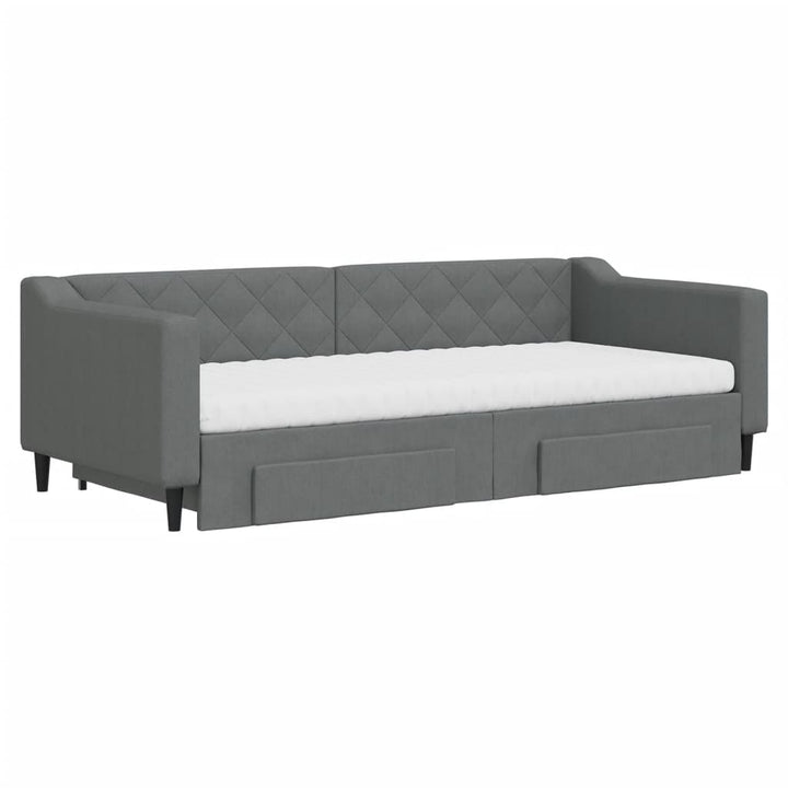 daybed med udtræk og skuffer 90x200 cm stof mørkegrå