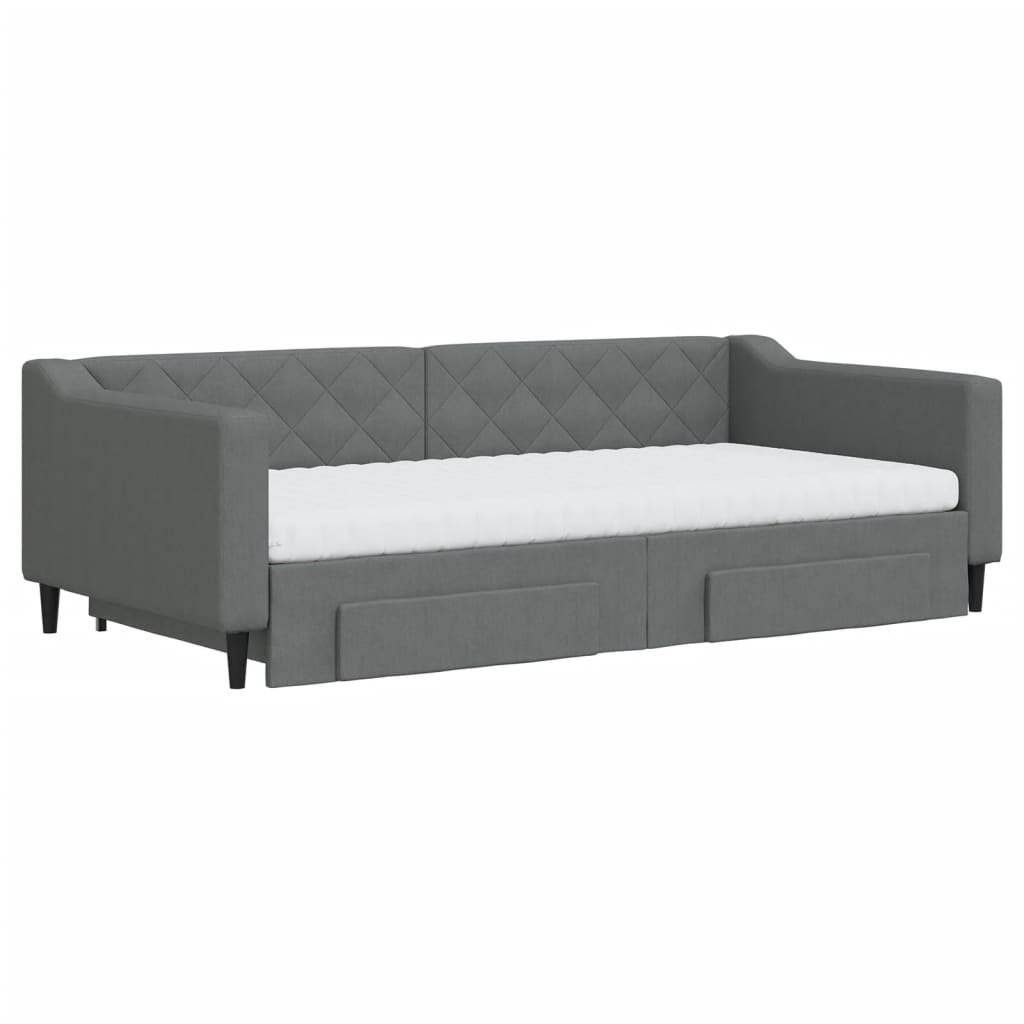 daybed med udtræk og skuffer 100x200 cm stof mørkegrå