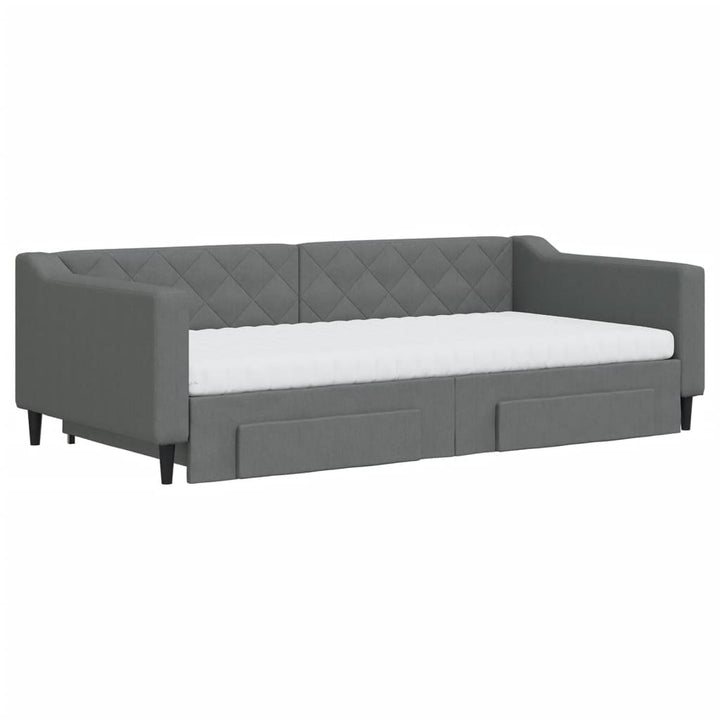 daybed med udtræk og skuffer 100x200 cm stof mørkegrå