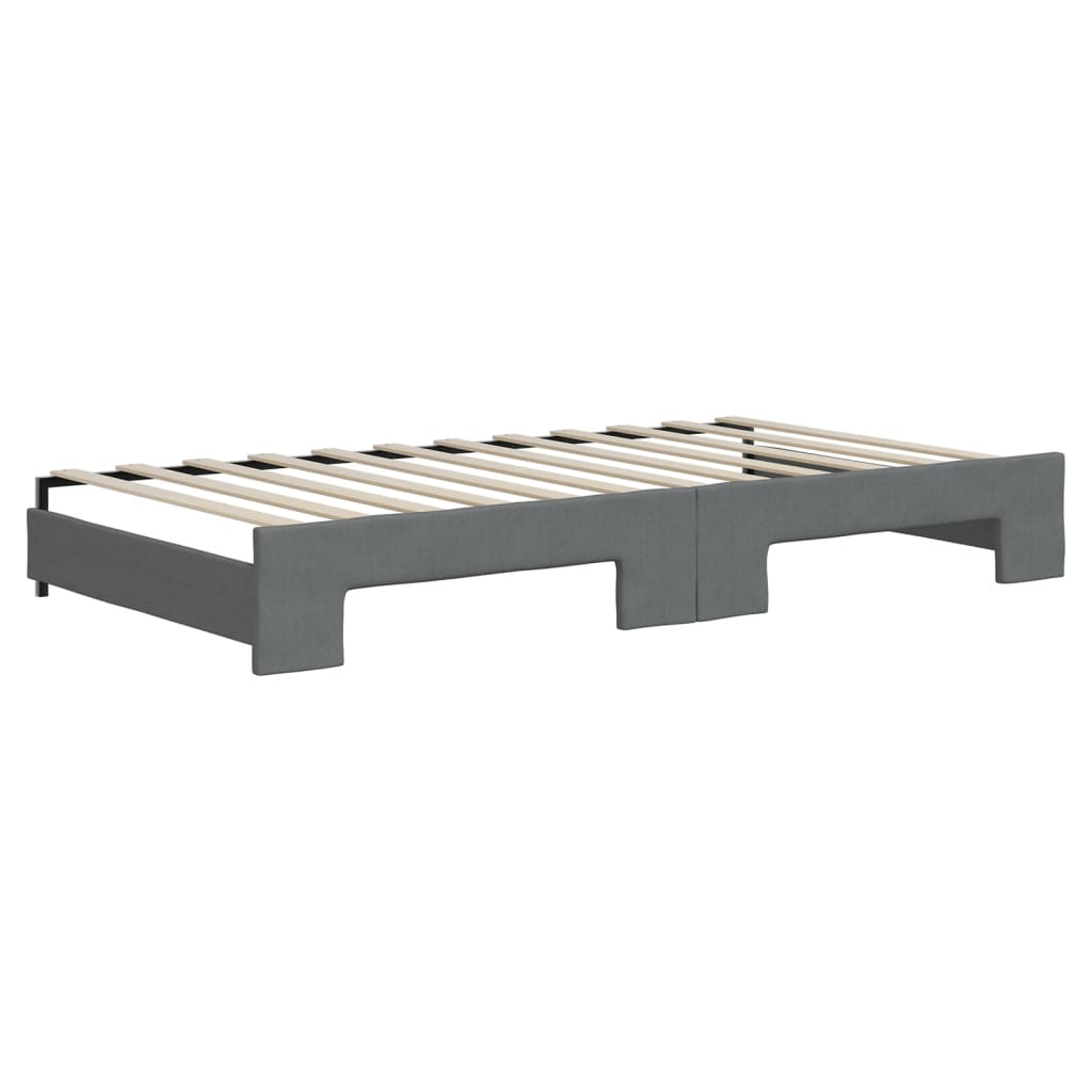 daybed med udtræk og skuffer 100x200 cm stof mørkegrå