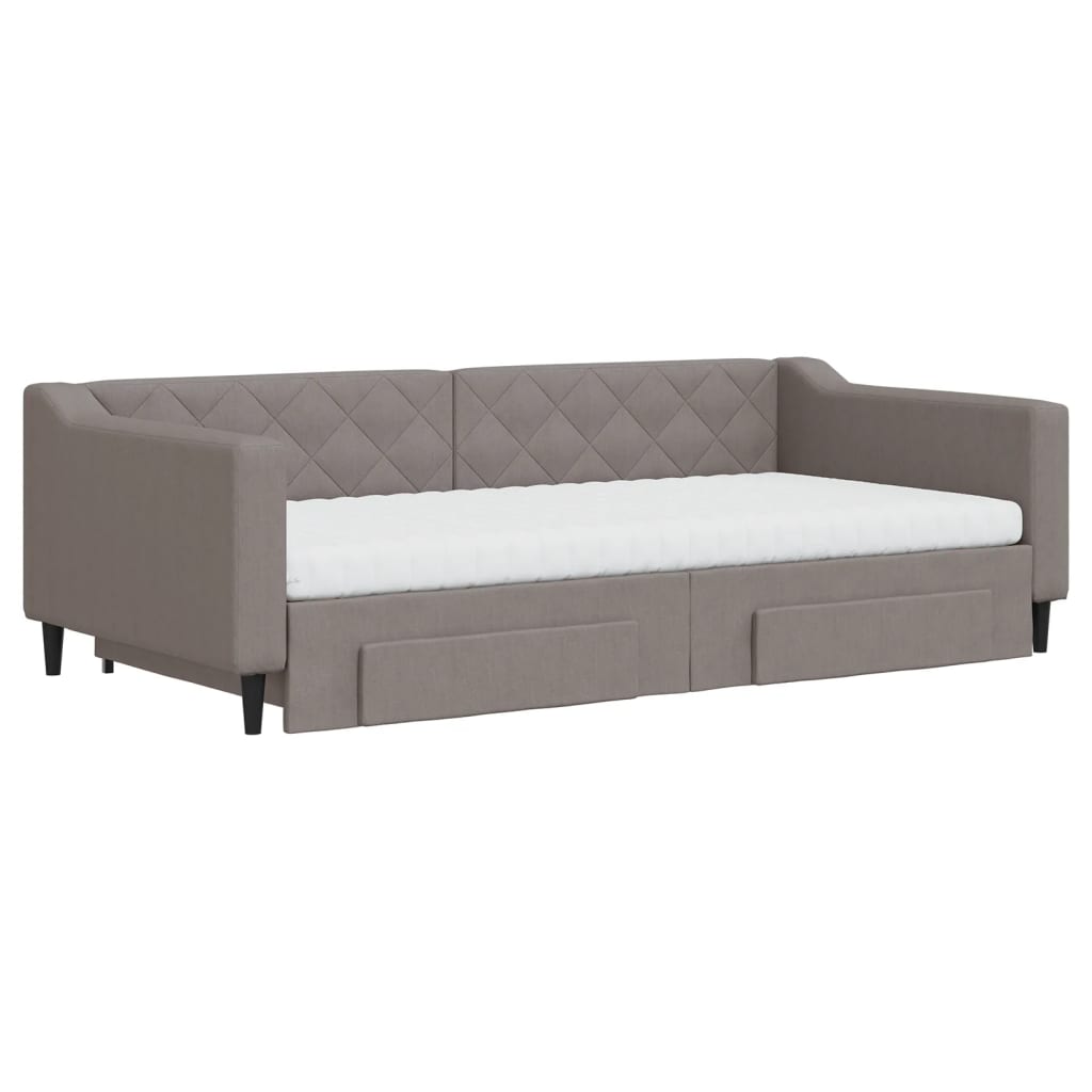 daybed med udtræk og skuffer 100x200 cm stof gråbrun