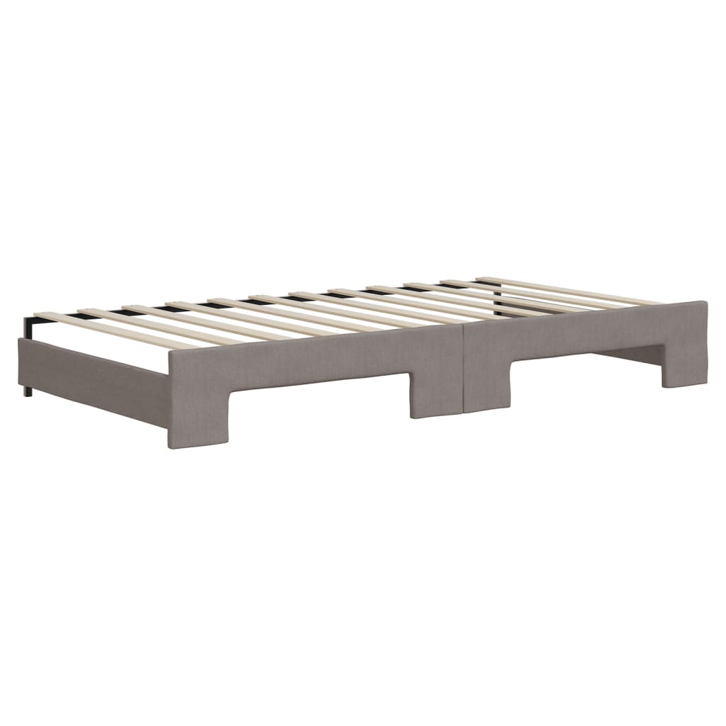daybed med udtræk og skuffer 100x200 cm stof gråbrun