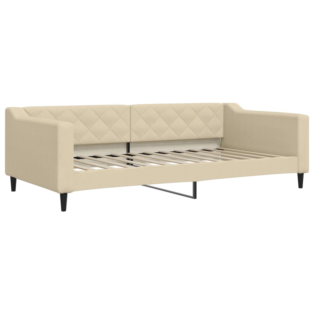 daybed med udtræk og skuffer 100x200 cm stof cremefarvet