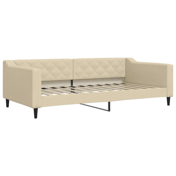 daybed med udtræk og skuffer 100x200 cm stof cremefarvet