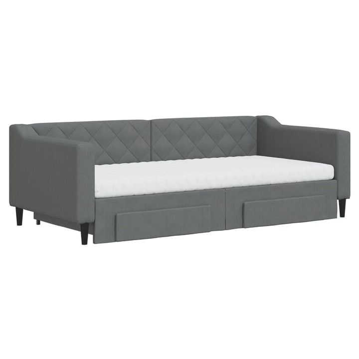 daybed med udtræk og skuffer 90x190 cm stof mørkegrå