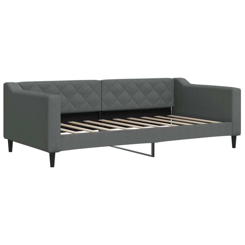 daybed med udtræk og skuffer 90x190 cm stof mørkegrå