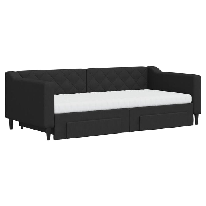 daybed med udtræk og skuffer 90x190 cm stof sort