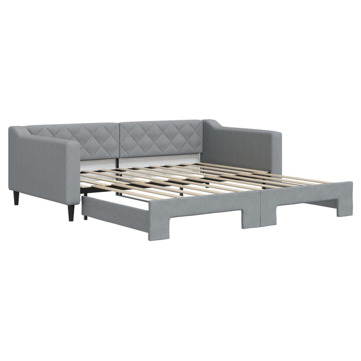 daybed med udtræk 100x190 cm stof lysegrå