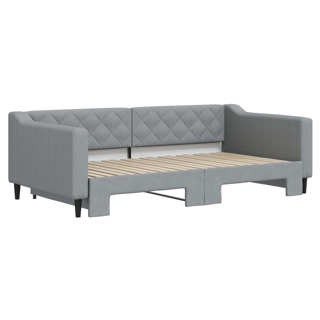 daybed med udtræk 100x190 cm stof lysegrå