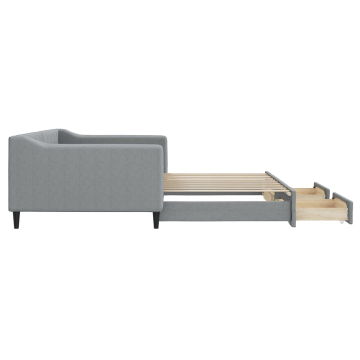 daybed med udtræk og skuffer 100x190 cm stof lysegrå