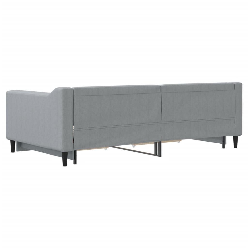 daybed med udtræk og skuffer 100x190 cm stof lysegrå