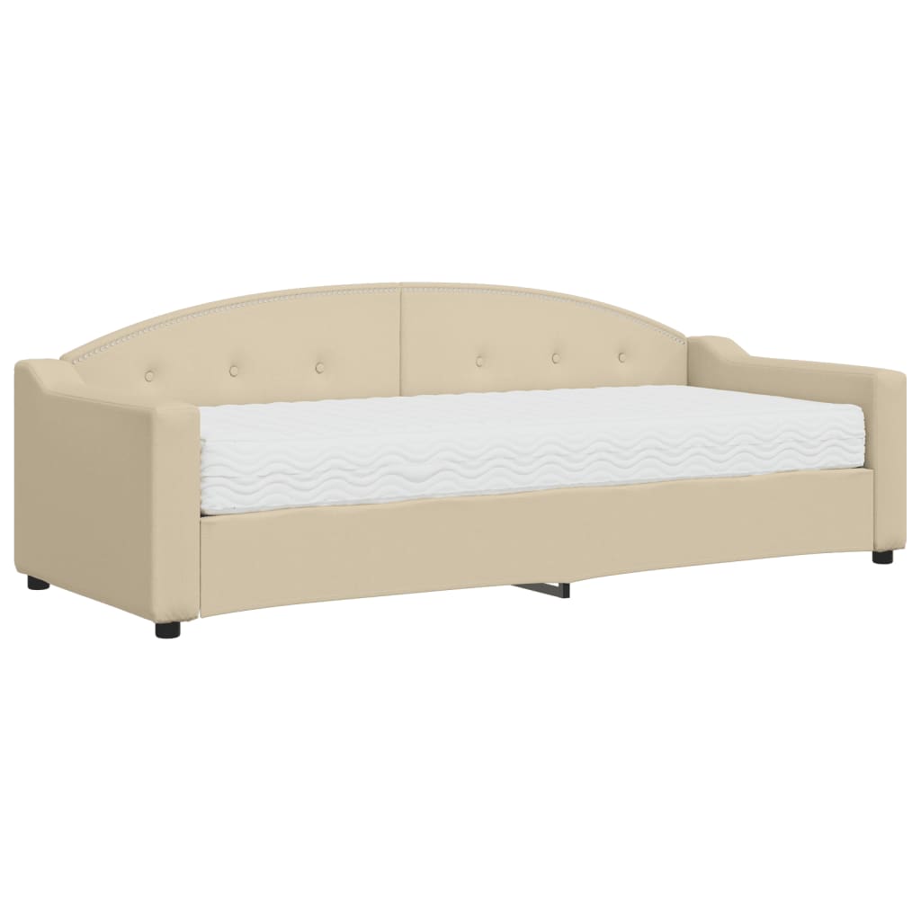 daybed med madras 80x200 cm stof cremefarvet