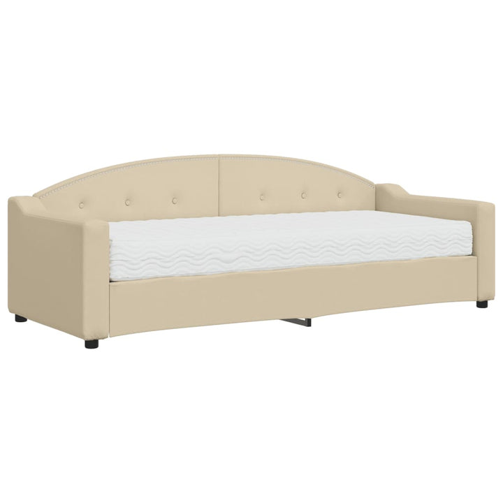 daybed med madras 80x200 cm stof cremefarvet