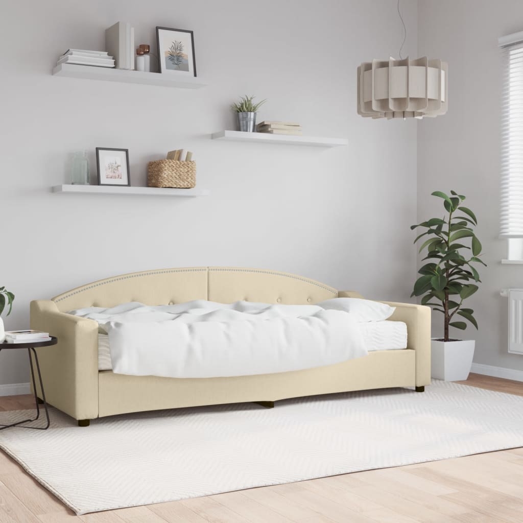 daybed med madras 80x200 cm stof cremefarvet