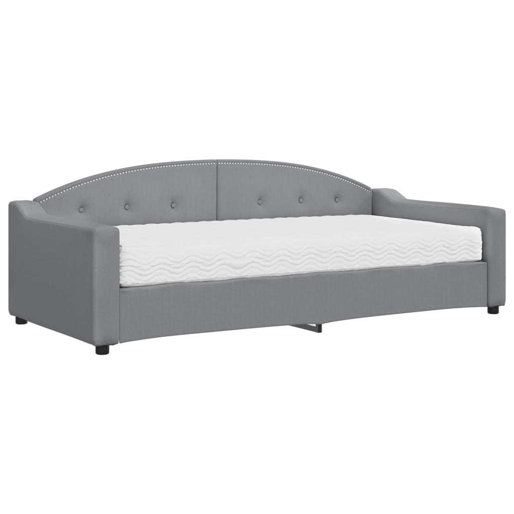 daybed med madras 90x200 cm stof lysegrå