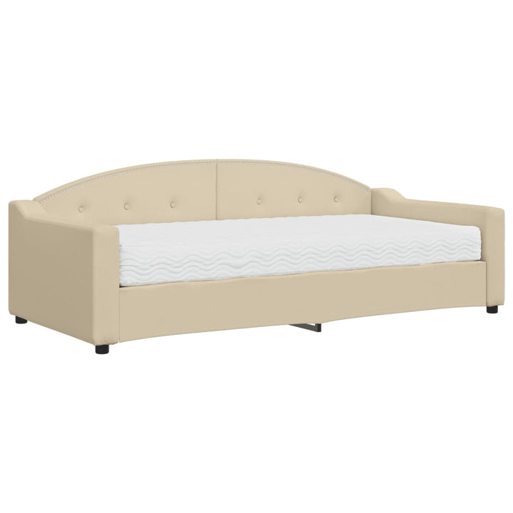 daybed med madras 90x200 cm stof cremefarvet
