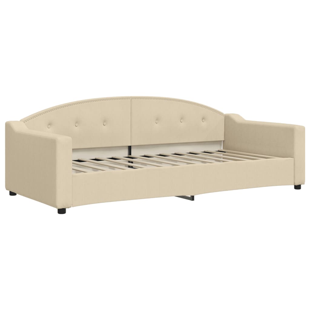 daybed med madras 90x200 cm stof cremefarvet