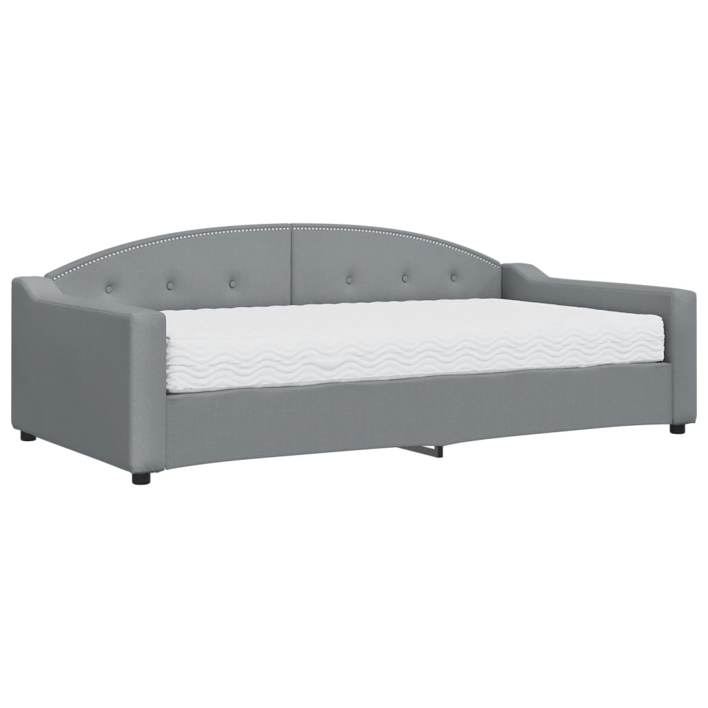 daybed med madras 100x200 cm stof lysegrå