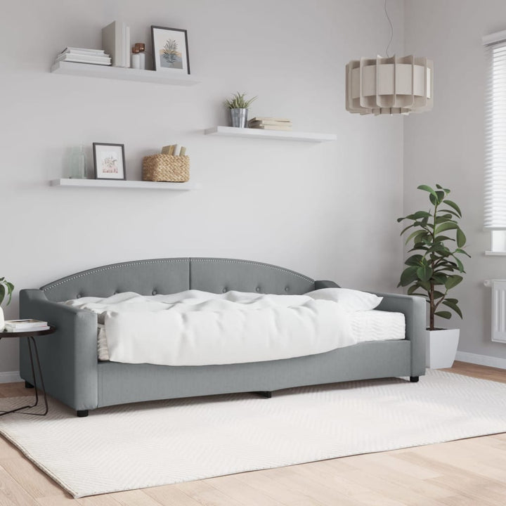 daybed med madras 100x200 cm stof lysegrå