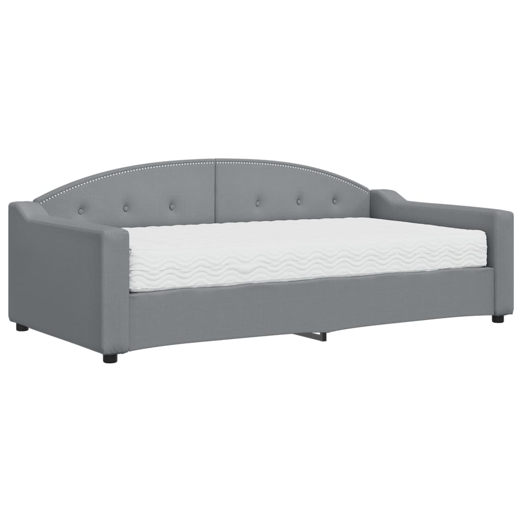 daybed med madras 90x190 cm stof lysegrå