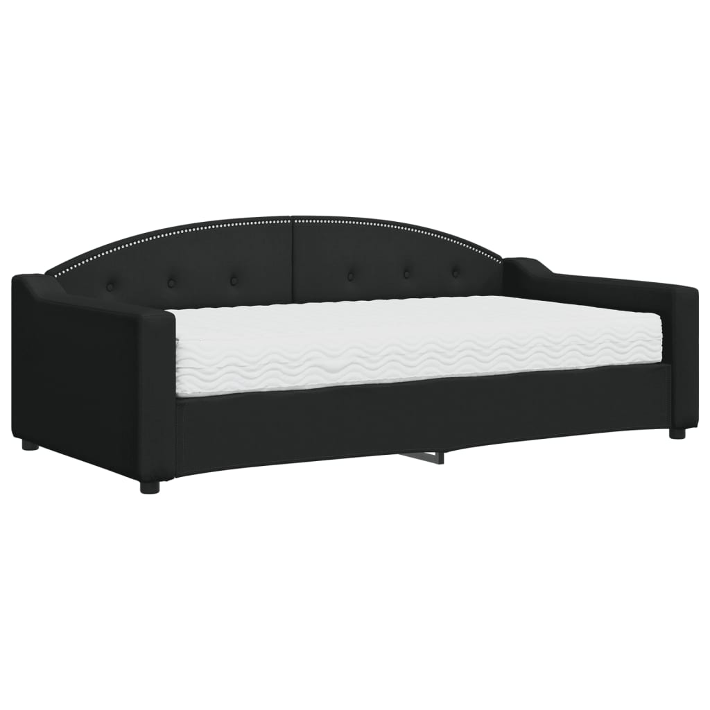daybed med madras 90x190 cm stof sort