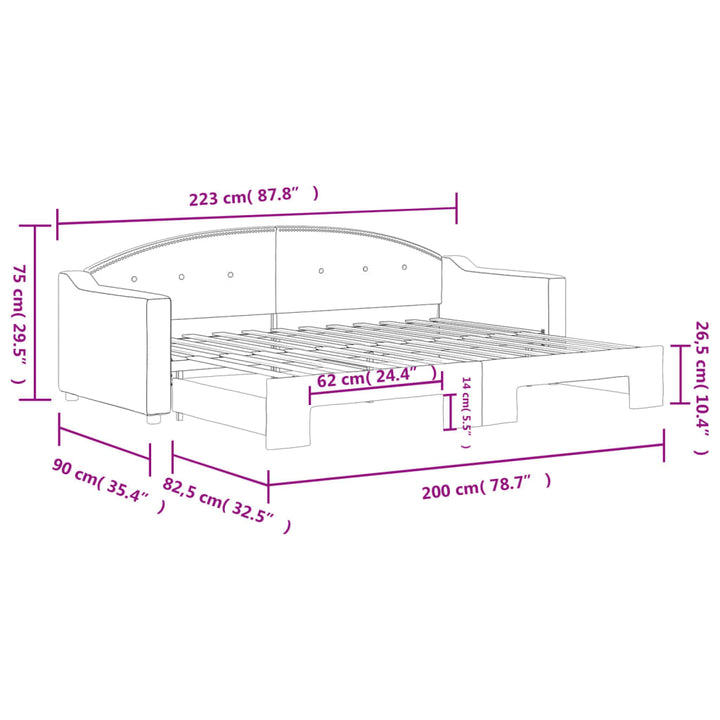 daybed med udtræk 80x200 cm stof mørkegrå