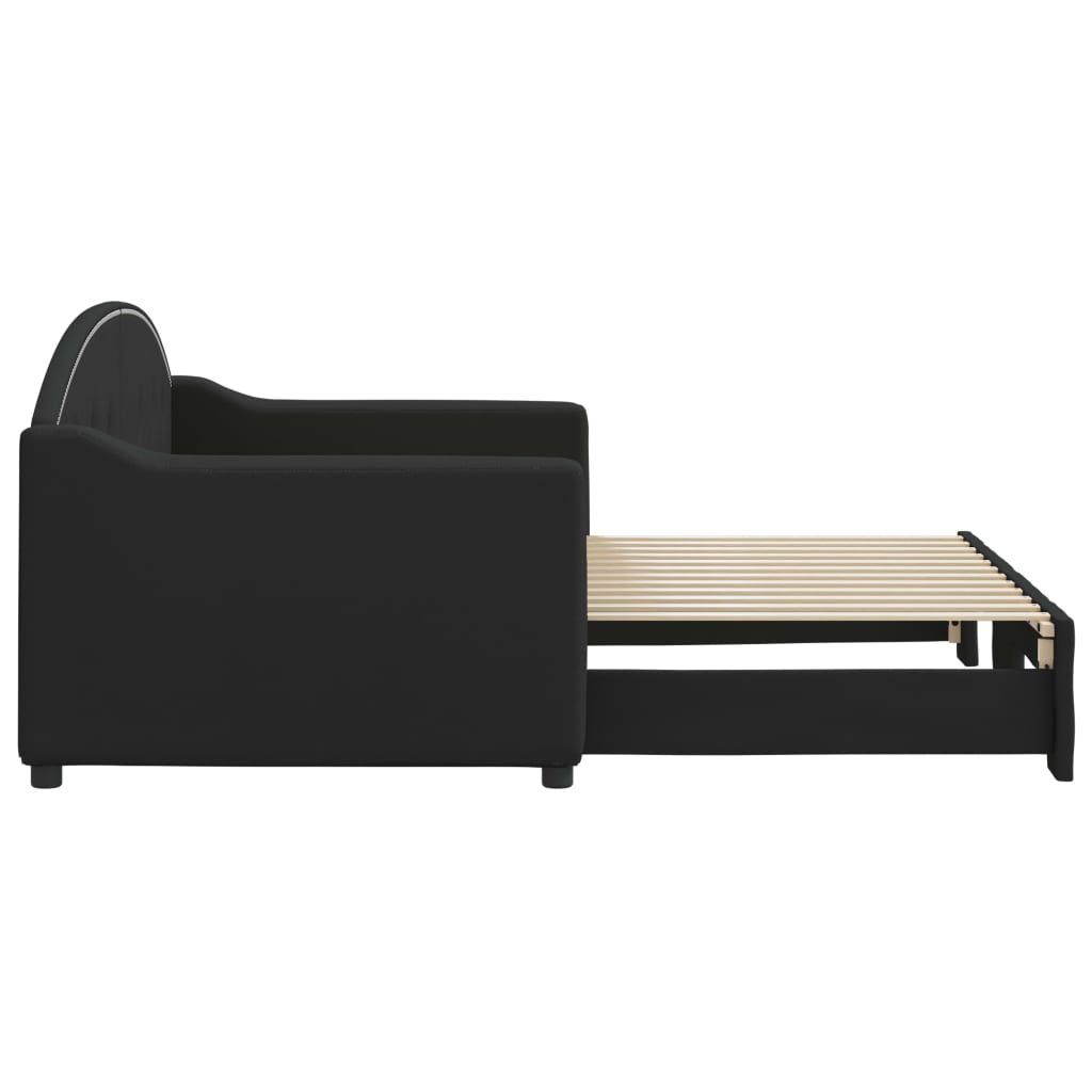 daybed med udtræk 80x200 cm stof sort