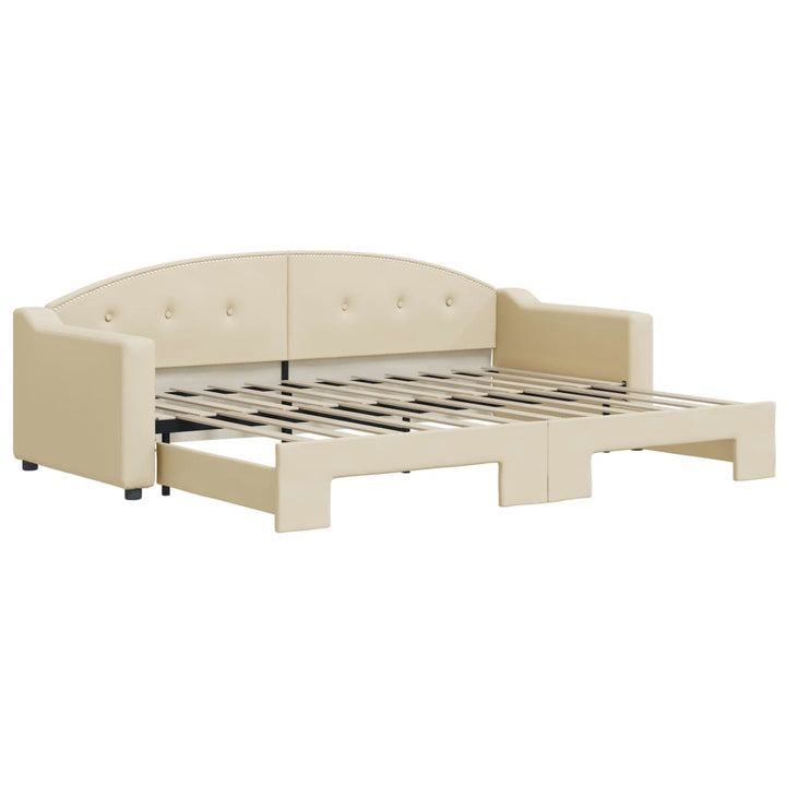 daybed med udtræk 80x200 cm stof cremefarvet