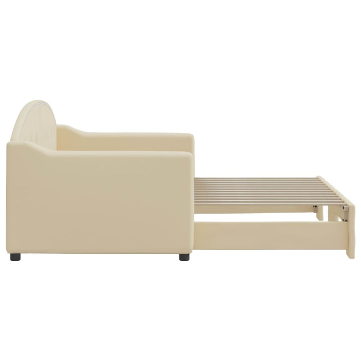daybed med udtræk 80x200 cm stof cremefarvet
