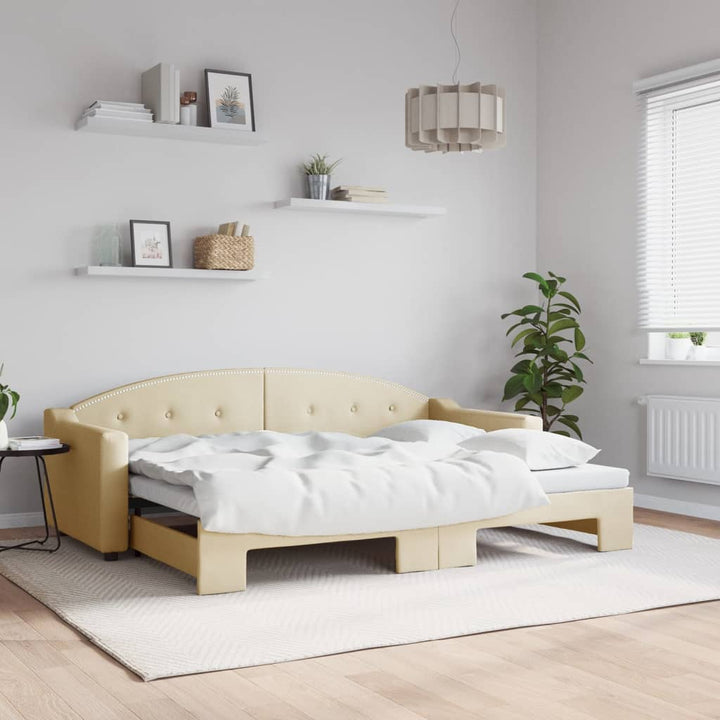 daybed med udtræk 80x200 cm stof cremefarvet