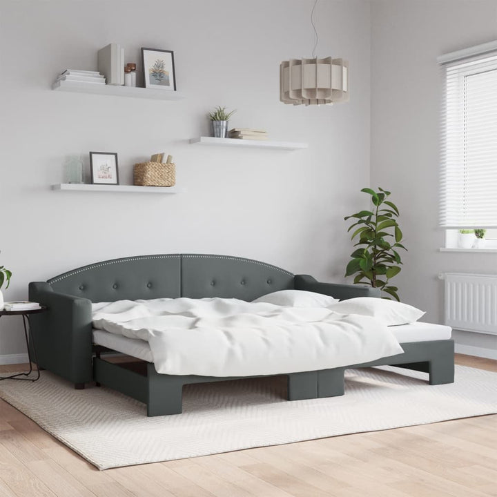 daybed med udtræk 90x200 cm stof mørkegrå