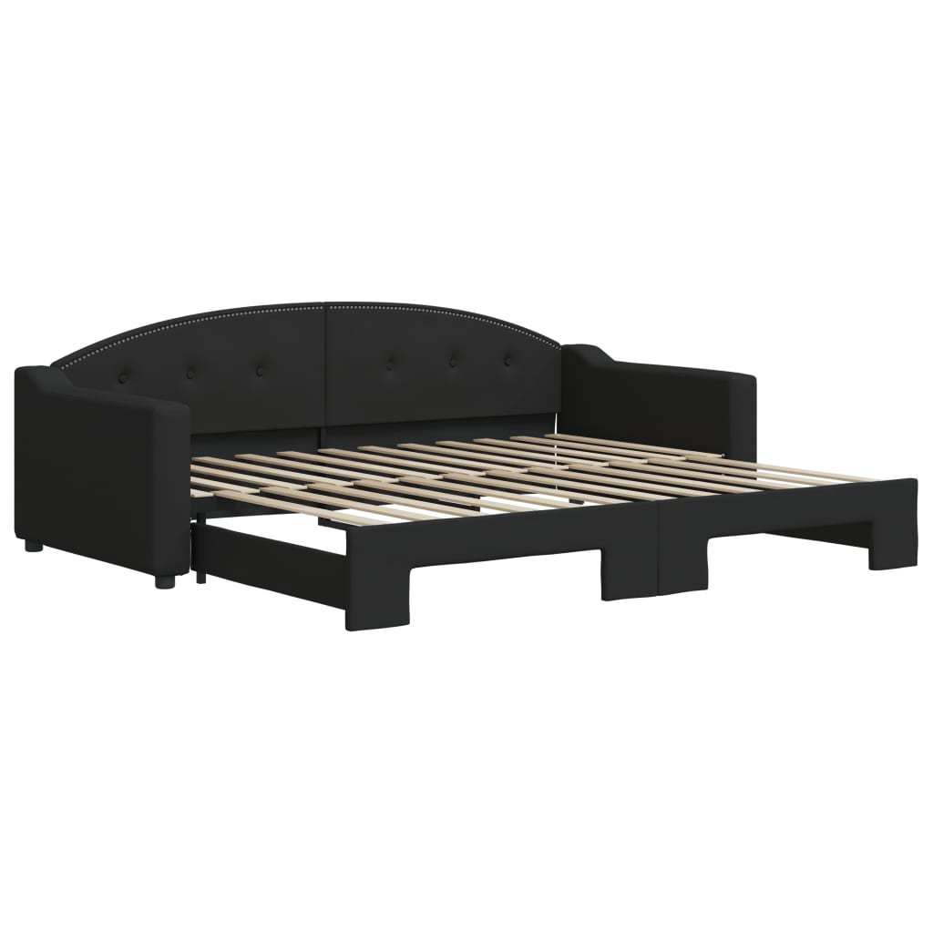 daybed med udtræk 90x200 cm stof sort