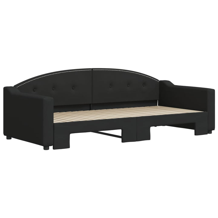 daybed med udtræk 90x200 cm stof sort