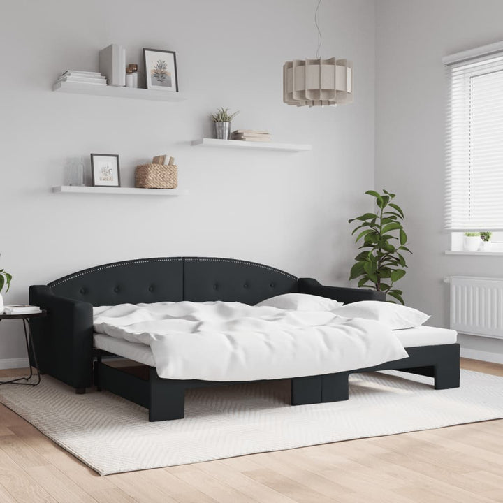daybed med udtræk 90x200 cm stof sort