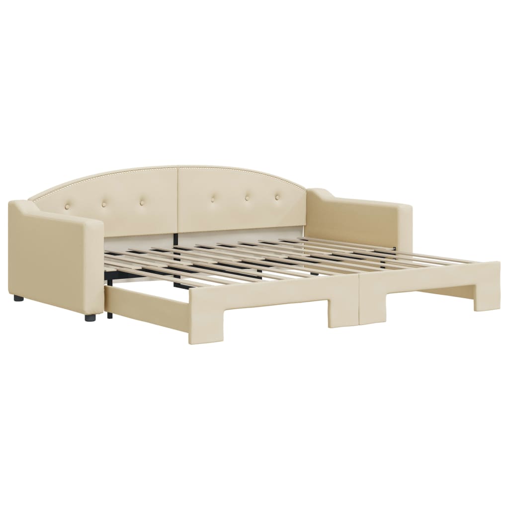 daybed med udtræk 90x200 cm stof cremefarvet