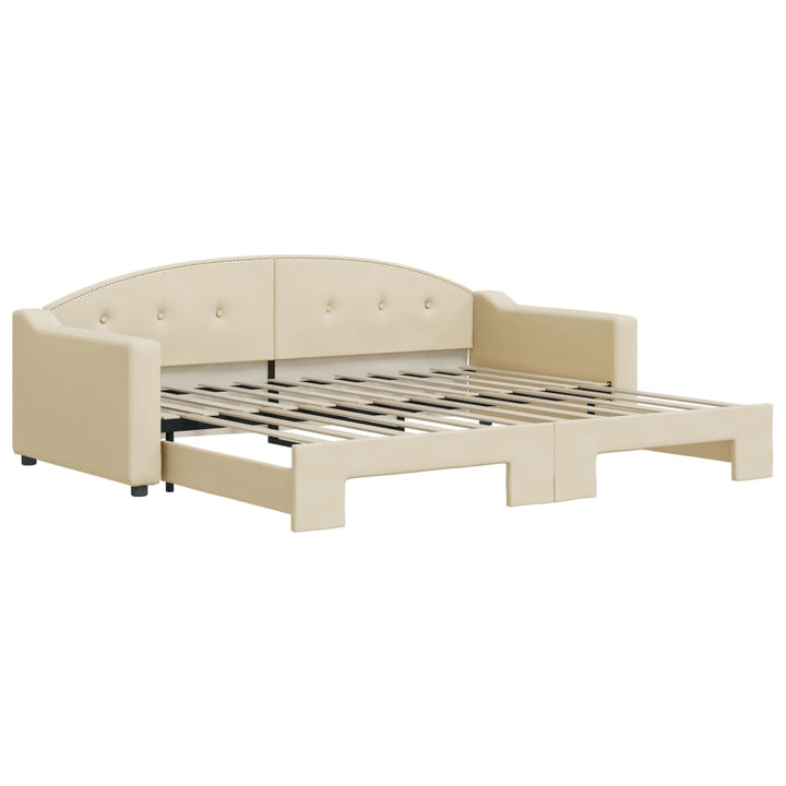 daybed med udtræk 90x200 cm stof cremefarvet
