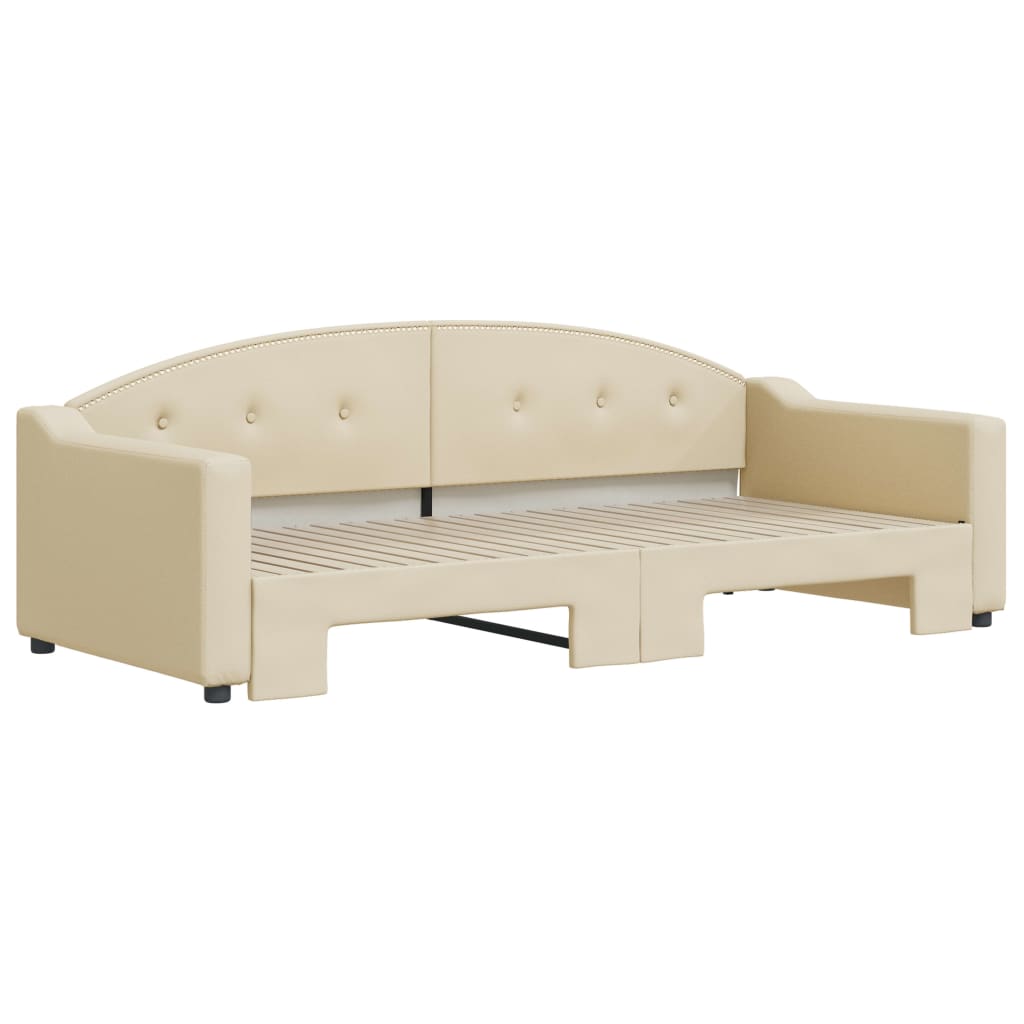 daybed med udtræk 90x200 cm stof cremefarvet