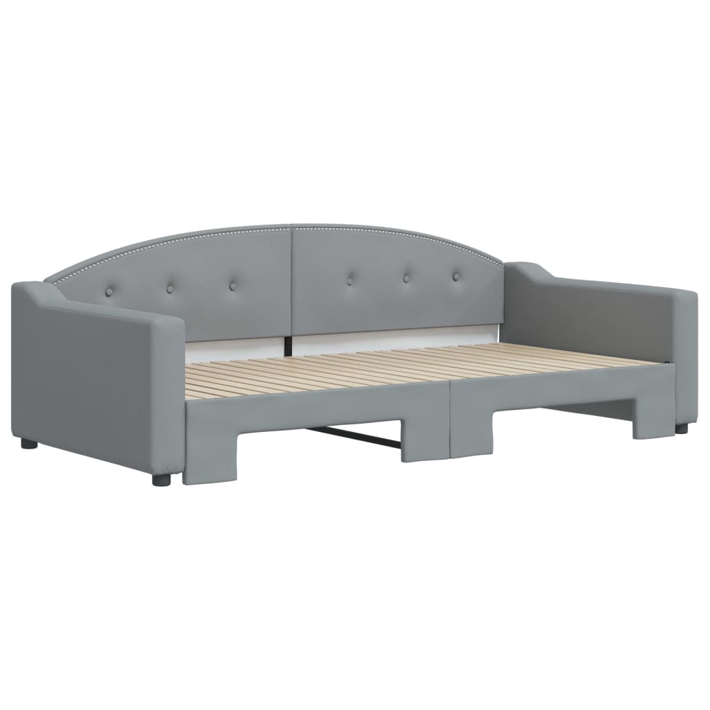 daybed med udtræk 100x200 cm stof lysegrå