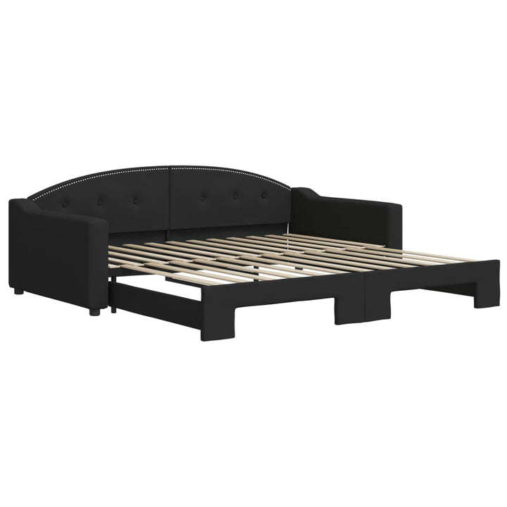 daybed med udtræk 100x200 cm stof sort