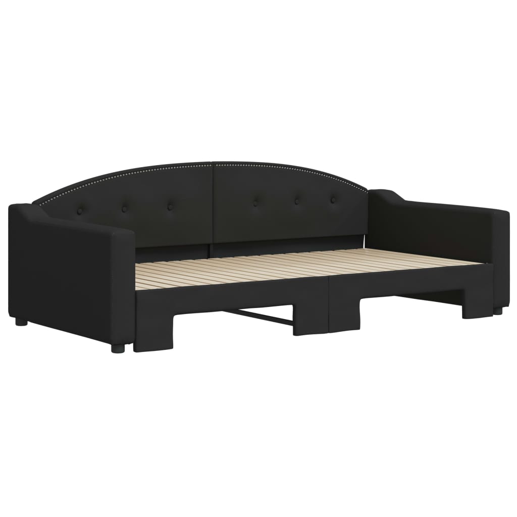 daybed med udtræk 100x200 cm stof sort