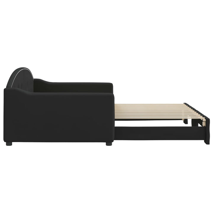 daybed med udtræk 100x200 cm stof sort