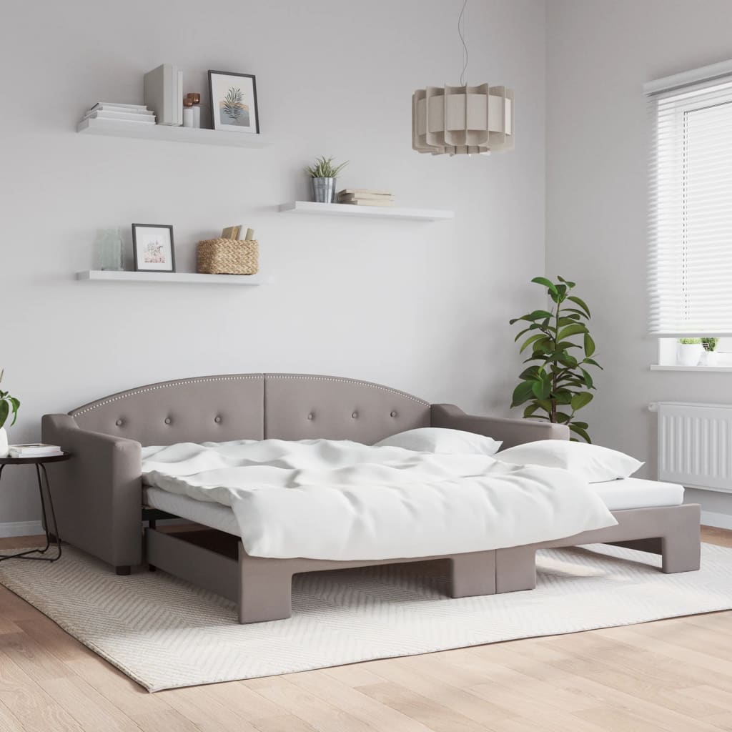 daybed med udtræk 100x200 cm stof gråbrun