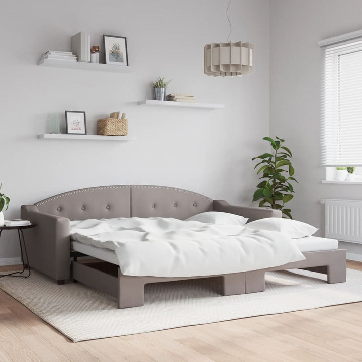 daybed med udtræk 100x200 cm stof gråbrun