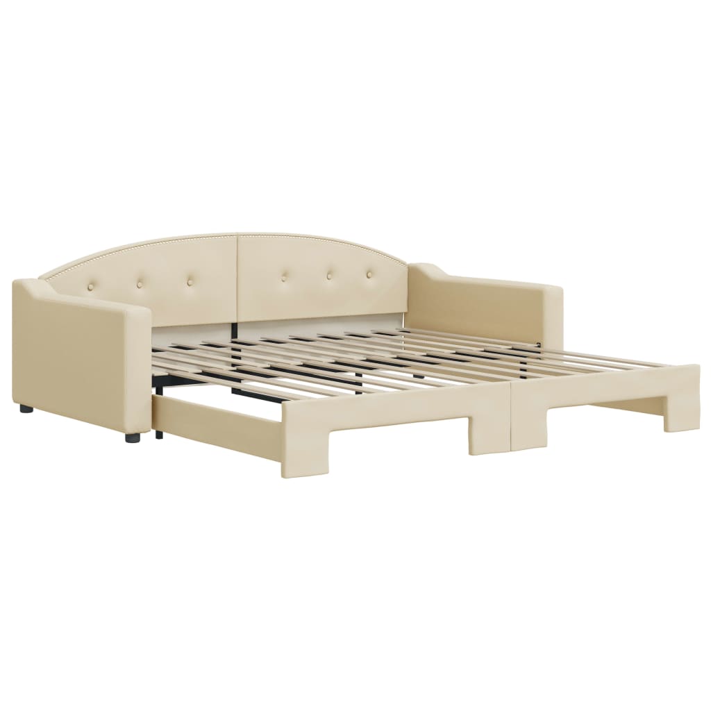daybed med udtræk 100x200 cm stof cremefarvet